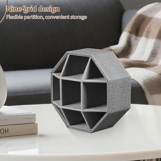 Swivel Remote Control Holder, 9 Rooms Desk Organizer and Decorations for Living Room, Leather Bedside Storage Caddy for TV Controllers/ Makeup Brush Pen/ Office Stationery/ Art Supplies/ Eyeglasses