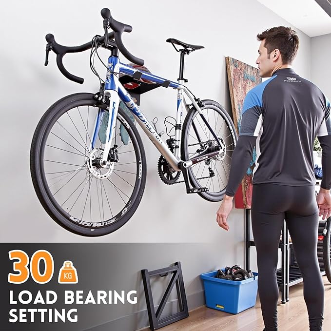Bike Wall Mount With Shelf, Heavy-Duty Adjustable Bike Hanger, Multifunctional Wall Mount, Hold Up To 66lbs for Horizontal Storage of Road, Hybrid Bikes in Garage, Home, Apartment (White)