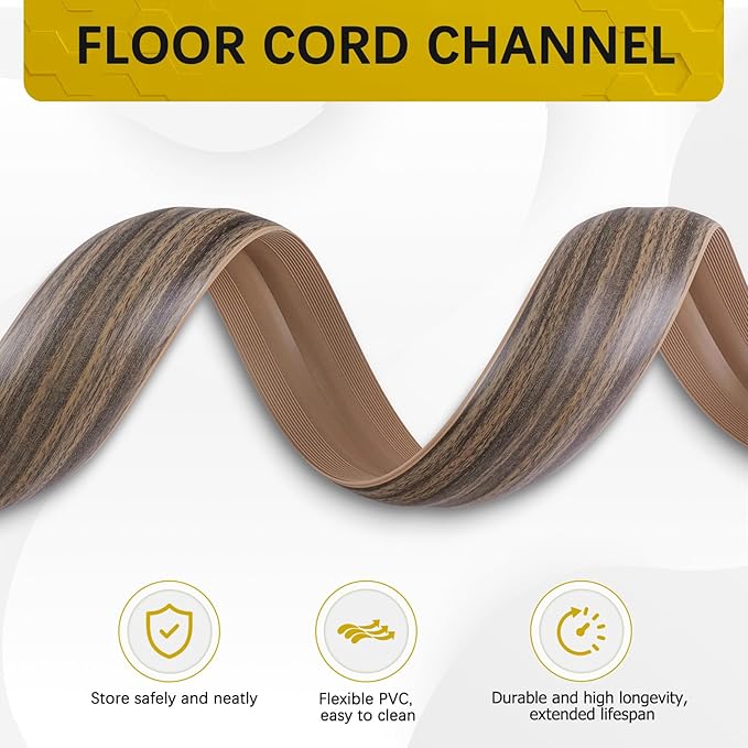 Floor Cord Cover 10FT Cord Covers for Wires on Floor Protect Wires & Prevent Trip Hazards, Easy to Cut for Home, Office, School, Concerts, Cavity W0.6in x H0.32in