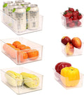 Refrigerator Organizer Bins 6 Pack Fridge Organizers with Handles Clear Freezer Storage Containers for Pantry, Cabinets,Shelves, Drawer