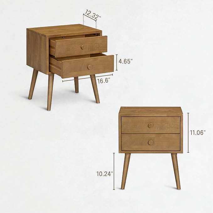 NTC Lux Nightstand with 2 Drawers, Featuring Adaptable Design, 150 lbs Load Capacity, Water-Resistant, Elevate Your Space, Easy Assembly - Teak Look