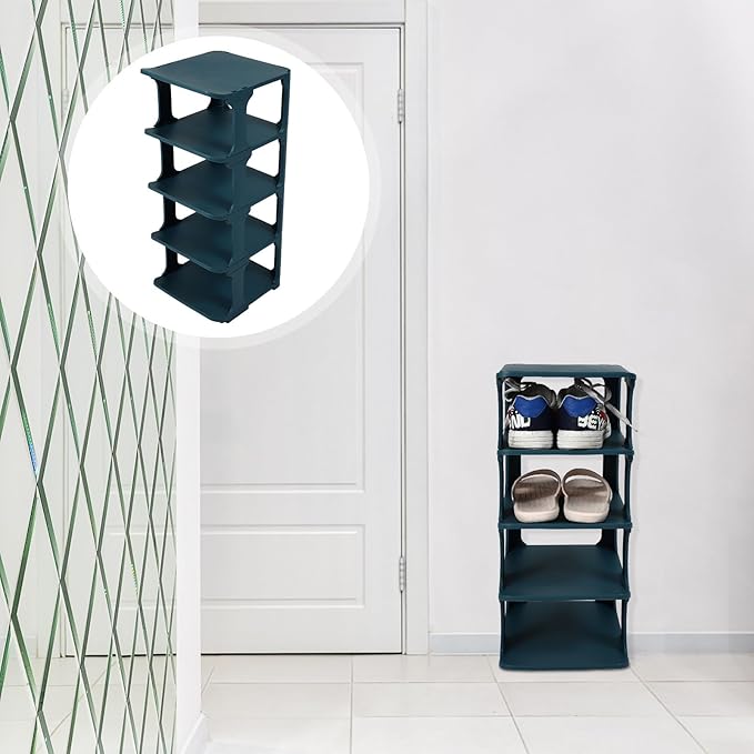 Garneck Multi-layer Plastic Shoe Organizer Rack Sturdy Walkway Storage Shelf for Hallway DIY Combination Compact Space-saving Shoe Holder for Entryway and Closet