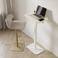 Elevance Height Adjustable Side Table, Versatile Accent for Home or Office, Effortless Adjustable Height with Precision Engineering for Superior Stability (White Base Washed Oak Top)