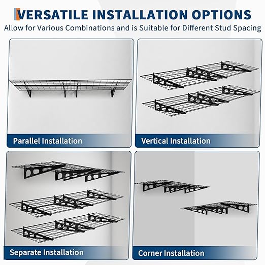 GarveeHome 2 Pack 2x6ft Garage Storage Shelving Wall Mounted, 24-inch-by-72-inch 1600 Lbs Heavy Duty Sturdy Storage Shelves, Wall Shelves Folding Storage Garage Organization for Warehouse, Laundry