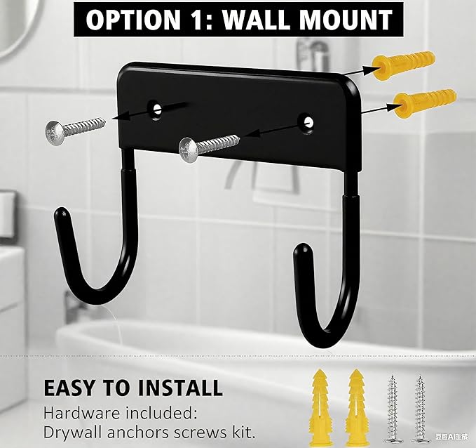 Ironing Board Holder Wall Mount, 5-Inch Wall Mount Ironing Board Hanger, Metal Holder for Laundry Room, Space-Saving & Easy Install,Black