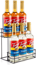 6 Bottle Coffee Syrup Organizer Coffee Syrup Rack for Coffee Bar Kitchen Small Wine Rack for Bar Family Storage for Syrup Wine Dressing