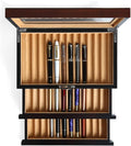 Wood Pen Display case 36 Slot Fountain Pen Box Storage Organizer with Drawer, Top Glass Window Pen Collection Display Case