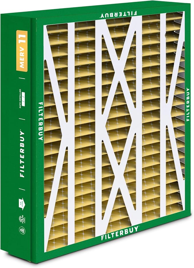 Filterbuy 21x27x5 Air Filter MERV 11 Superior Pet & Allergy Defense (4-Pack), Pleated HVAC AC Furnace Filters for Trane Perfect Fit & American Standard (Actual Size: 20.56 x 26.13 x 4.97)