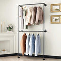 Industrial Pipe Clothing Rack Wall Mounted Garment Rack, Black Pipe Clothes Rack Retail Display Hanging Rod for Closet Storage, Laundry Room