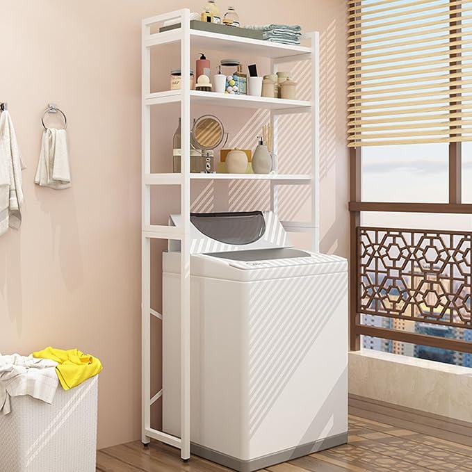 Gdrasuya10 3-Tiers Over The Washer and Dryer Storage Shelf for Laundry Room, Standing Washer Storage Utility Rack Shlef Laundry Storage Shelf Organizer Space Save (All White)