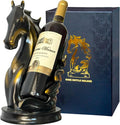 Wine Bottle Holder Wine Racks Tabletop Horse Statue as Home Kitchen Wine Cellar Decorative Storage Organizer, Horse Sculpture Horse Decor Horse Gifts for Girls Men Women (Black)