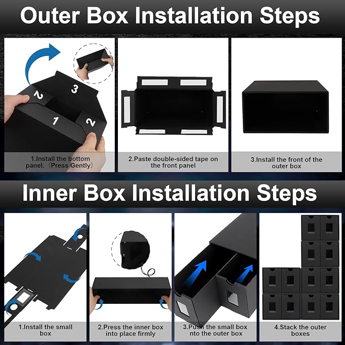 11000+ Card Storage Box, 2000+ Toploader Card Storage Box for Commander Display,with 72 Dividers, Labels & Tapes,Fit for TCG, PTCG, MTG