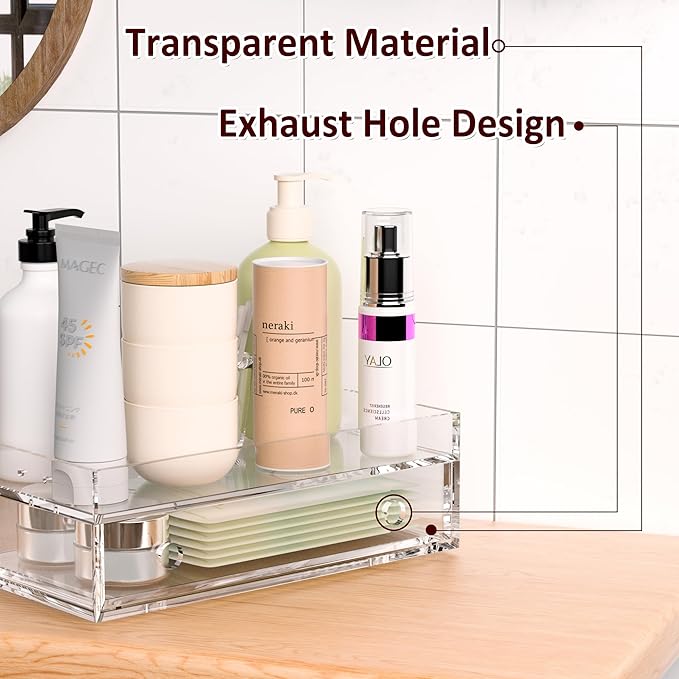 Acrylic Desk Organizer 12 "x 5.7" x 4", Clear Desktop Drawer Tabletop Storage Organization for Office Home Makeup Skincare Jewelry
