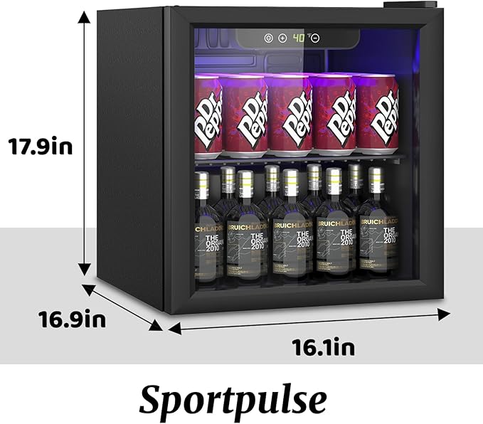 Compact 60 Can/1.3 Cu.Ft Mini Fridge For Soda, Beer Or Wine, Portable Small Beverage Refrigerator With Digital Display&Removable Shelves &Reversible Glass Front Door For Office, Dorm, Bar