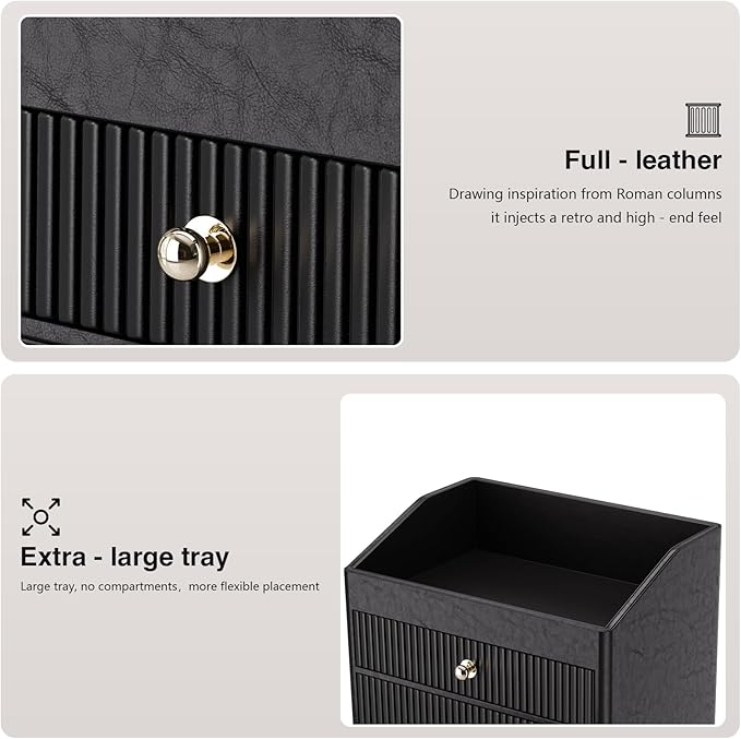 Make up Organizers for Vanity,Leather Makeup organizer for Vanity,Large Capacity Black Vanity Storage for Nail Polish,Bedroom,Bathroom,Gifts for Mom,Unique Gifts for Women