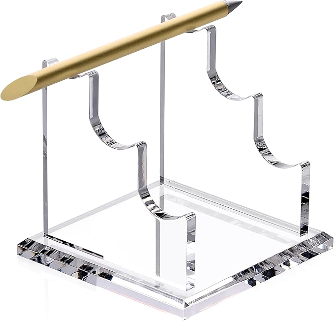SANRUI 3 Tier Acrylic Pen Holder Display Stand, Fountain Pen Pencil Makeup Brush Rack, Ballpoint Pen Showholder, Paintbrush Drying Rack Organizer Desk for Home School Office or Store Use