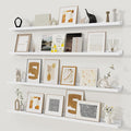 Fun Memories Picture Ledge Shelf, White Floating Shelves Set of 4, 48 Inch Picture Shelves for Wall with Ledge, Large Nursery Book Shelf for Toys Storage, Living Room, Bedroom Decor Frames
