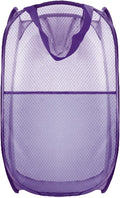 Collapsible Pop Up Laundry Hamper, Extra Large Mesh Foldable Laundry Basket, 28" x 16" x 16"(Purple)