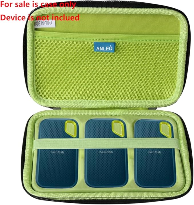 Anleo Hard Travel Case for SanDisk 500GB / 250GB / 1TB / 2TB Extreme Portable SSD (Black+Monterey, Case for 3 Hard Drives)