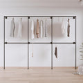 Industrial Pipe Clothing Rack, Heavy Duty Wall Mounted Clothes Rack,Retail Display Hanging Garment Rod for Laundry Rooms, Closet Storage, 14.6x110x82.7 Inches, Model K04