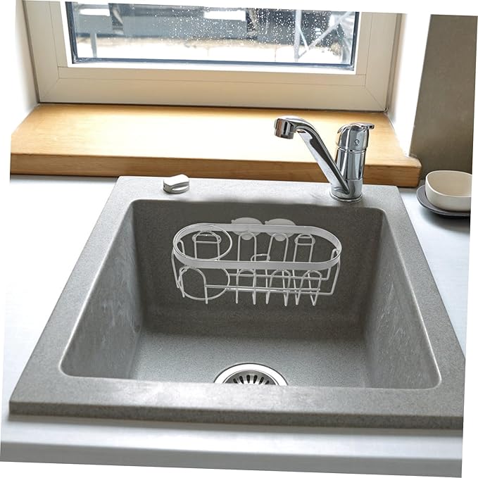 Stainless Steel Kitchen Sink Organizer Sponge Holder No Drill Iron Wire Basket for Cleaning Tools Storage Rack Versatile Sink Rack for Brushes and Sponges Space-saving Kitchen