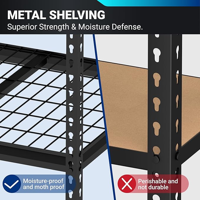 FLEXIMOUNTS Garage Shelving, Heavy Duty Shelving 2000 lbs, 5-Tier Garage Storage Shelves,Industrial Shelves for Heavy Tools and Equipment, 48" W x 24" D x 72" H, 4 Pack