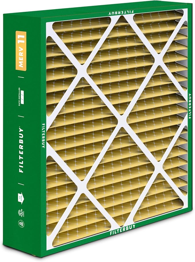 Filterbuy 19x20x5 Air Filter MERV 11 Superior Pet & Allergy Defense (4-Pack), Pleated HVAC AC Furnace Filters for Bryant, Carrier, BDP, Day & Night, and Payne (Actual Size: 19.06 x 19.81 x 4.25)