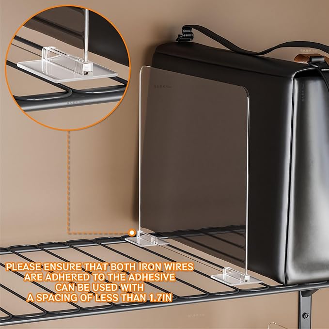 Yieach 10 Pack Acrylic Shelf Dividers for Closet Organization - Suitable for All Cupboard,Wood Shelves -Clear Closet Dividers for T Shirt,Towel,Bag,Purse Dividers,Handbag Organizer,Sweater Organizer