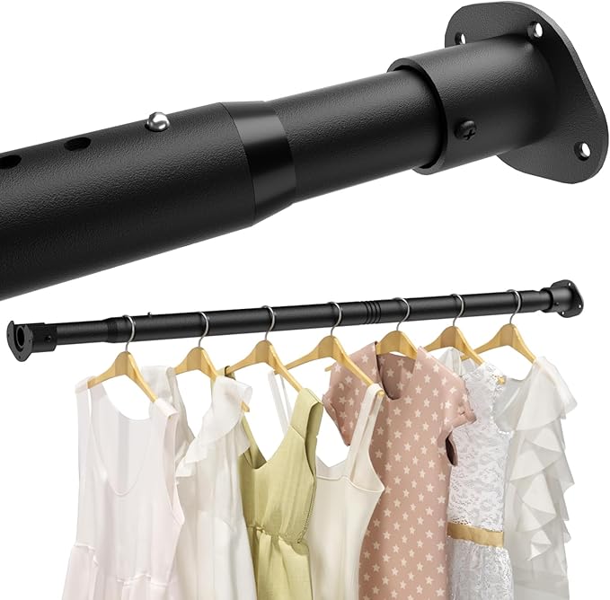 Closet Rods for Hanging Clothes, 16.5 to 79 Inches Adjustable Closet Rod, 1.3 Inch Heavy Duty Closet Hanging Rod for Wardrobes Laundry Closet Windows