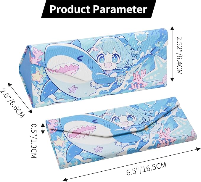 Foldable Glasses Case, Magnetic PU Leahter Sunglasses Case, Cute Hard Shell Folding Eyeglass Cases for Women Kids