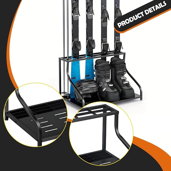 Ski Storage Rack for Garage Ski Equipment Accessories Organizer Practical Storage for Skiing Boots Rental Shop Home