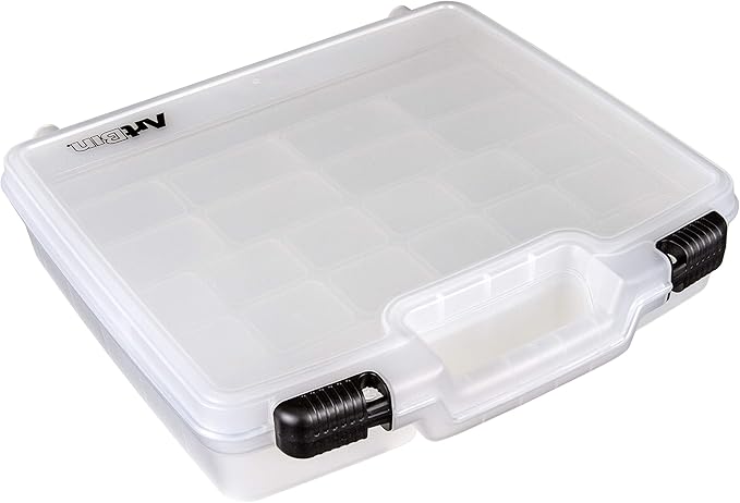 ArtBin 6962AB Quick View Deep Base Carrying Case with Removable Dividers and Tray, Portable Art & Craft Storage Box, 15", Clear