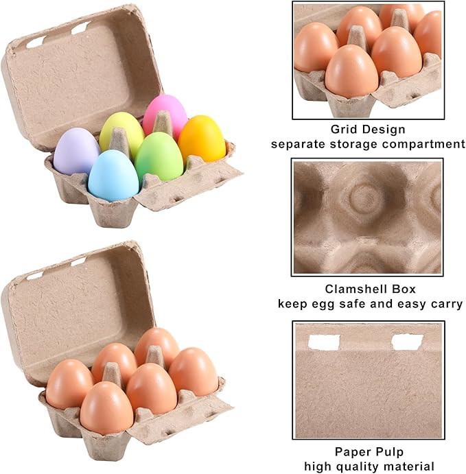Half Dozen Egg Cartons 300 Pack, Blank Natural Pulp Box 6 Count for Chicken Eggs Reusable, Storage Tray Strong for Holds Up to Six 6 Egg Cardboard Paper Holder Container for Refrigerator