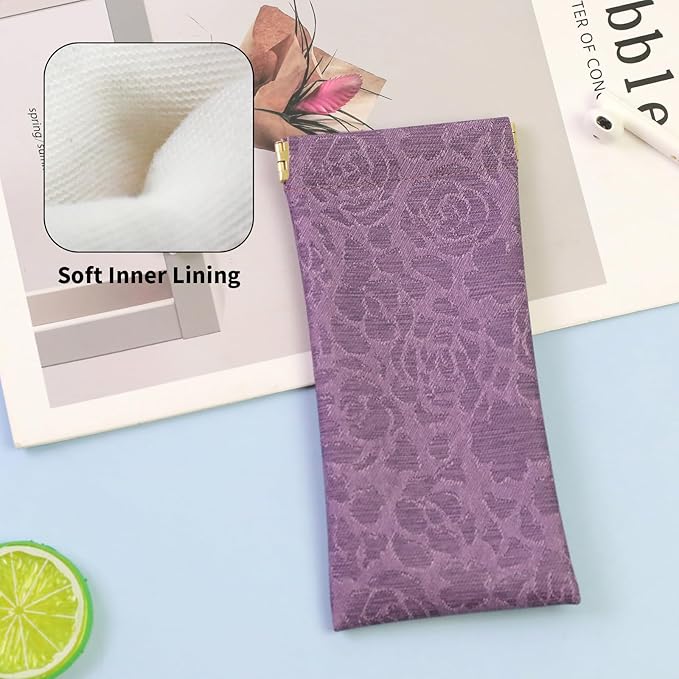 Double Eyeglass Case Soft Dual Glasses Case for Women Men Travel Squeeze Top Sunglasses Cases Eyeglasses Pouch