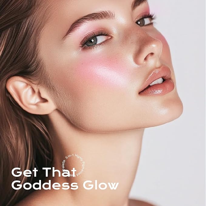 Color Nymph 3-IN-1 Face Palette, Ultra-Smoothy Creamy Blush Highlighter Bronzer Palette, Matte & Shimmer & Long-Lasting, Travel-Friendly Makeup Kits | Vegan & Cruelty-Free - Combo