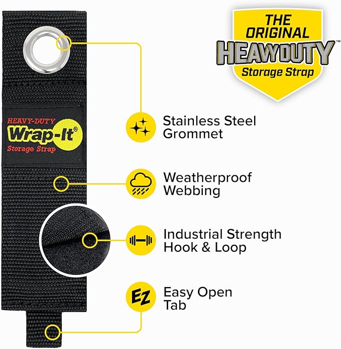 Heavy-Duty Wrap-It Storage Straps, 13-inch (6 Pack) - Hook and Loop Extension Cord Organizer Hanger, Cord Wrap, Cable Straps for Cables, Hoses, Rope for Home, RV and Garage Storage and Organization