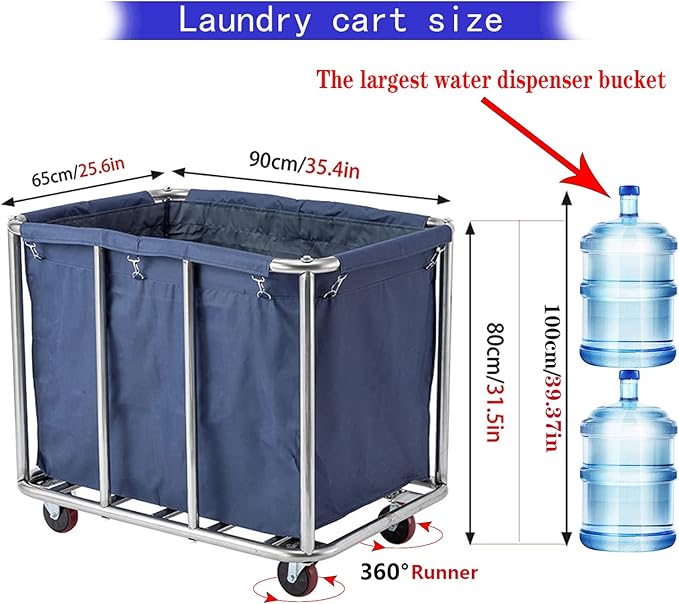 Commercial Laundry Cart with Wheels 12 Bushel (400l) Industrial Laundry Hamper Large Heavy Duty Rolling Laundry Basket Waterproof Trucks for Home Organizer Storage