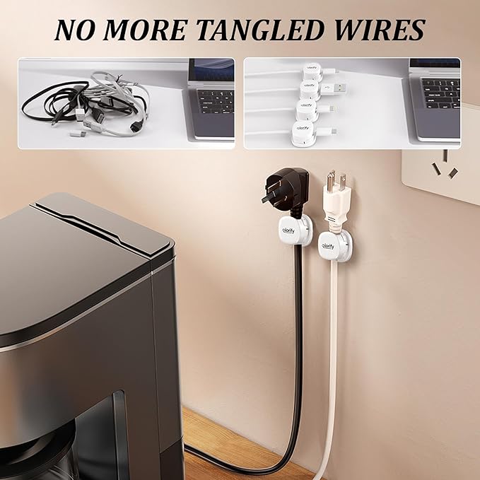 8 Pack Spring Cable Clips, Adhesive Cord Organizer for Desk, Phone Charging Cords Holder & Car Cable Management-White