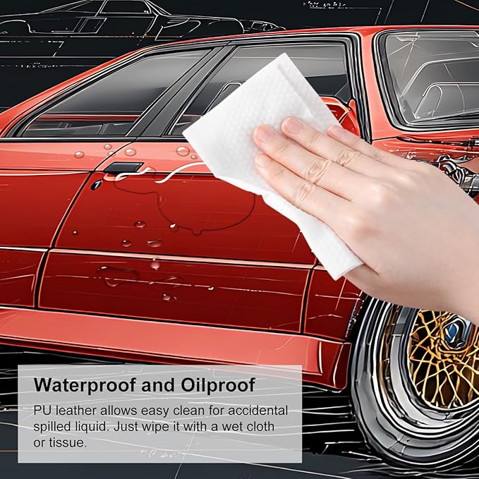 Retro Car Blueprint Mouse Pad – Large Extended Desk Mat 31.5 x 11.8 in – Classic Red Tuner Car Cutaway with Engine Diagram, Waterproof Surface, Non-Slip Rubber Base, Keyboard & Mouse Pad