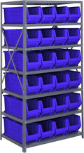 Quantum Storage Systems 2475-951BL Solid Heavy Duty 7 Shelves 24 HULK Blue Bins 75" H x 36" W x 24" D