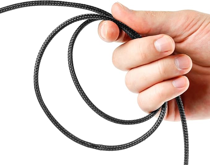 Xuniea 96ft Wire Loom Braided Cable Sleeve Covers Cord Management with 127 Pcs Tube Heat Shrinkable for Audio Video Cable Cord Protectors from Pets(1/4, 1/2, 3/4 Inch,Black and Blue)