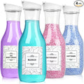 4 Pack Laundry Bottles 53oz Plastic Liquid Detergent Dispenser with 20 Label Laundry Room Organization for Liquid Powder Bleach Scent Booster Beads Soap Fabric Softener