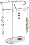 Angelynn's Sturdy Extra Long Necklace Holder Organizer Tall Tabletop Pendant Display Stand, Freestanding Large Capacity Jewelry Tree, Sharisa White 11 3/4" Wide x 16 1/2" Tall