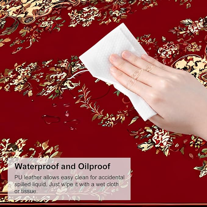 Red Vintage Persian Rug Mouse Pad – Large Extended Desk Mat 31.5 x 11.8 in– Oriental Carpet Design, Non-Slip Rubber Base, Waterproof Surface, Keyboard & Mouse Pad for Office, Gaming, Home