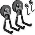 3-H Heavy Duty Magnet Garage Hooks 2 Pack, Large Strong Magnetic Hooks for Hanging Cordless Power Drill, Utility Magnetic Tool Holder for Metal Cabinet, Steel Pegboard, Toolbox, Garage(Black)