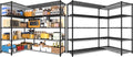 PrimeZone 2 Pack 72"W x 16''D x 76''H Metal Storage Wire Shelves - 5 Tier Heavy Duty Standing Garage Shelving Unit, Adjustable Steel Wire Rack Utility Shelf for Warehouse Kitchen Pantry Corner, Black