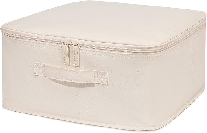 Decorative Basket Rectangular Fabric Storage Bin Organizer Basket with Handles for Clothes Storage (13.7 x 13.7 x 6.29, Beige)