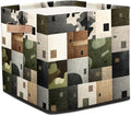TropicalLife 13x13x13 Inch Large Fabric Storage Cube Geometric Pattern Foldable Storage Bin with Handles Organizer Boxes Cube Basket for Shelves Organizing Closet