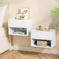 Floating Nightstand Bedroom Bedside Table - Wood Night Stand Set 2 for Small Spaces, Wall Mounted Cabinet with Storage Drawer, White Modern Night Stand for Dorm Hallway Entryway
