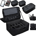 Adazzo Extra Large Makeup Case 8.5” Deep Professional Cosmetic Organizer Box Brush Holder with 3 Clear Set Bags/Lipstick Plate for Makeup Artists with Shoulder Strap/Adjustable Dividers/Luggage Sleeve